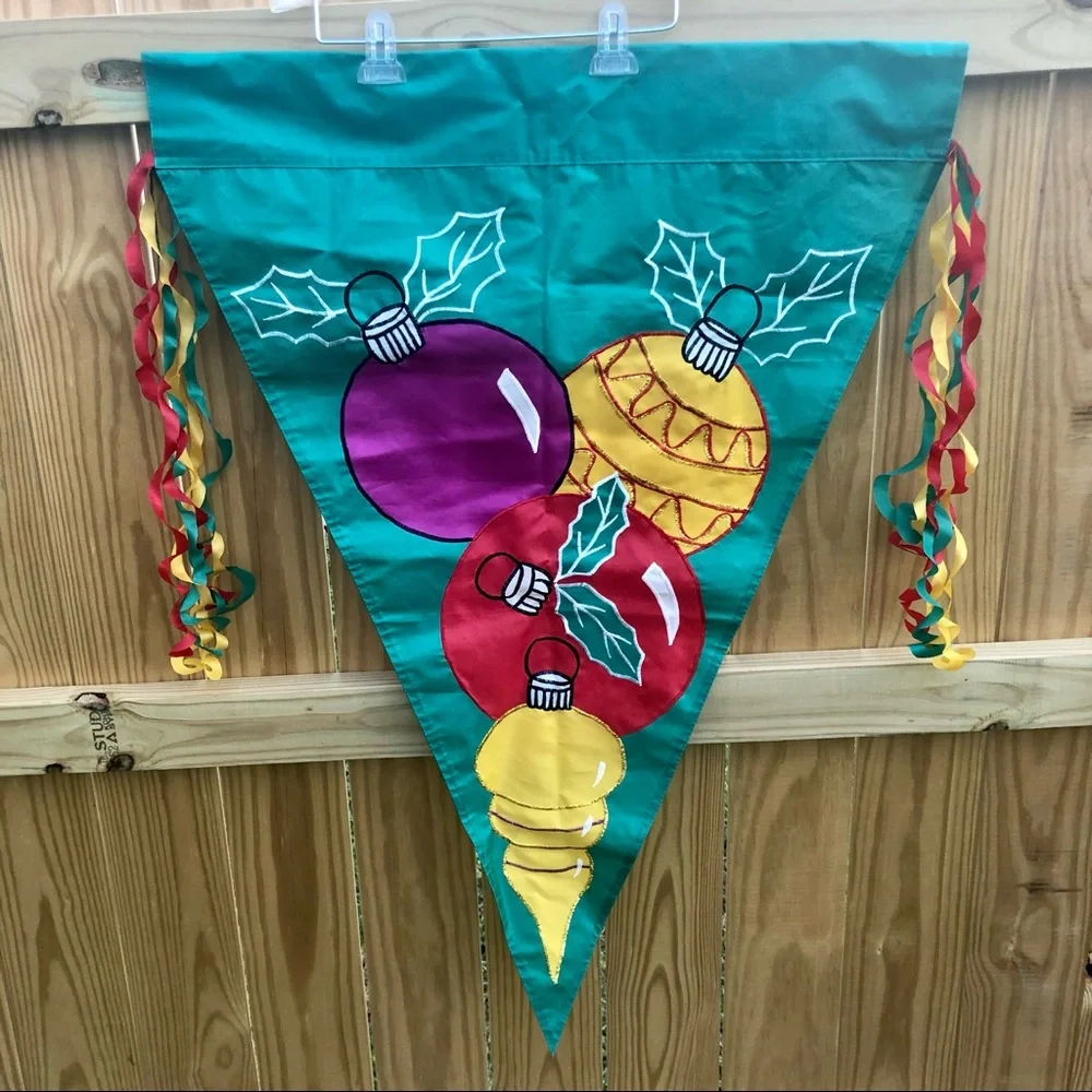 Christmas Holiday Flag Large Ornaments